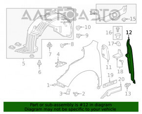 Garnitură aripă ușă - aripă stânga Acura MDX 14-20 defect de fixare