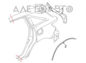 Capacul usii portbagajului lateral dreapta pentru Acura MDX 14-20 pe caroserie, suport rupt.