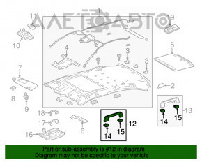 Manerul plafonului din față dreapta pentru Lexus ES300h ES350 13-18, gri.