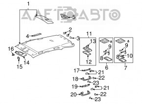 Manerul plafonului din spate dreapta pentru Lexus RX300 RX330 RX350 RX400h 04-09, gri