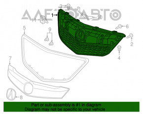 Grila de baza a radiatorului Acura MDX 14-16 pre-restilizare