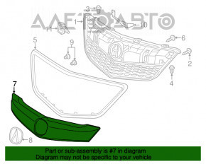 Молдинг решетки радиатора grill Acura MDX 14-16 дорест