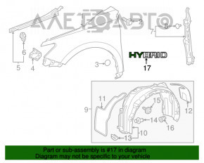 Эмблема крыла hybrid левая Toyota Camry v55 15-17 usa