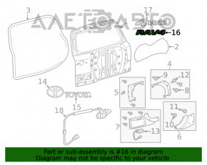 Emblema cu inscripția "RAV4" de pe ușa portbagajului Toyota Rav4 13-18