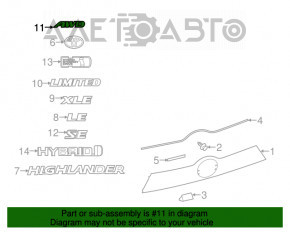 Emblema cu inscripția AWD pe ușa portbagajului Toyota Highlander 14-19