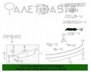 Emblema cu inscripția "AWD" de pe ușa portbagajului Toyota Rav4 13-18