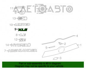 Эмблема надпись XLE двери багажника Toyota Highlander 14-19