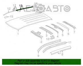 Capota centrală stânga a acoperișului Toyota Highlander 08-13