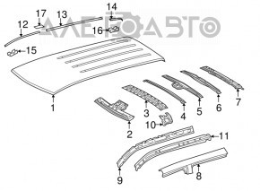 Decorație acoperiș centru stânga Toyota Highlander 08-13 nou original OEM