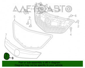 Эмблема решетки радиатора grill Acura MDX 14-16 дорест