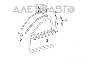 Moldură ușă-sticlă față dreapta centrală Toyota Camry v40 crom nou OEM original