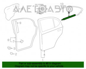 Moldură ușă-sticlă spate centrală stânga pentru Lexus IS250 IS350 06-13 crom