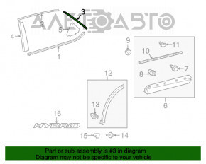 Moldura ușii laterale din spate dreapta pentru Lexus RX350 RX450h 16-22