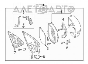 Oglindă laterală dreapta Acura MDX 14-16, 14 pini, întunecare, semnalizare, argintiu, zgârieturi