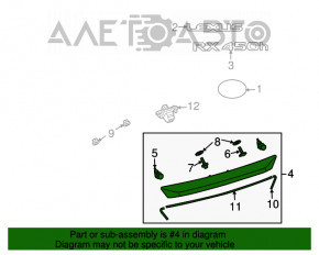 Moldura portbagajului pentru Lexus RX350 RX450h 10-15 cromată cu cameră, mâner central.