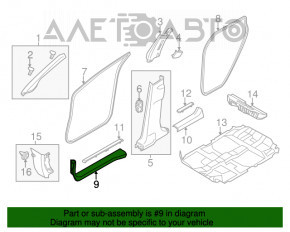 Capacul pragului interior din față dreapta Nissan Murano z51 09-14 bej