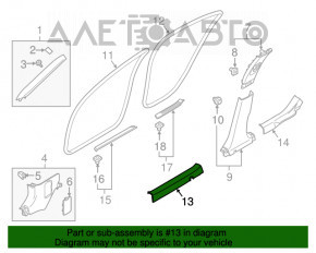 Capacul pragului din față dreapta interior Infiniti Q50 14- gri, zgârieturi