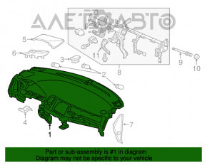 Torpedo fără airbag frontal pentru Honda HR-V 16-22, negru.