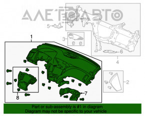 Torpedo față fără AIRBAG Acura TLX 15-17 pre-restilizare negru