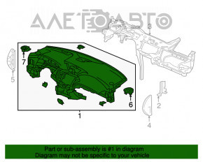 Torpedo fără airbag frontal pentru Acura MDX 14-20, negru.