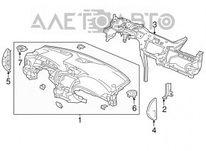 Torpedo fără airbag frontal pentru Acura MDX 14-20, negru.