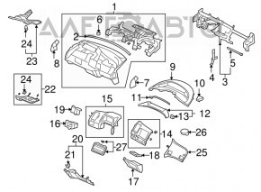 Панель на торпедо прав Honda Civic 4d 06-09