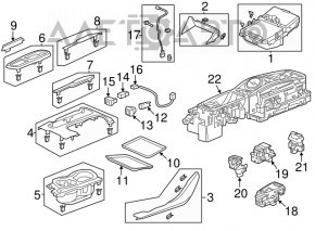 Consola centrală cu cotieră pentru Acura TLX 15-