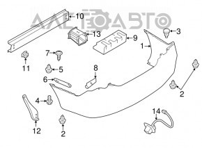 Capacul interior al bara spate dreapta pentru Nissan Versa 12-19 SUA