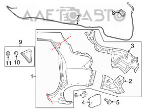 Închizătorul capacului rezervorului de combustibil Nissan Rogue 14-20 scurt.