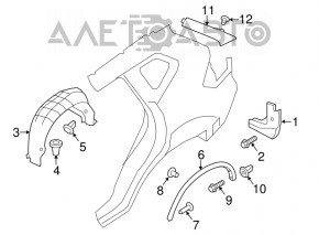 Capacul aripii spate dreapta Nissan Rogue 14-20