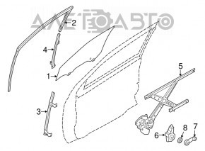 Garnitură de geam față stânga Nissan Versa Note 13-19