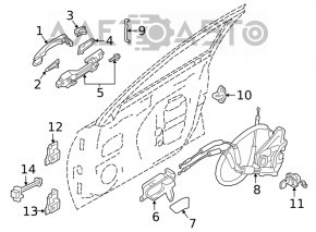 Blocarea ușii din față dreapta a Nissan Altima 19-
