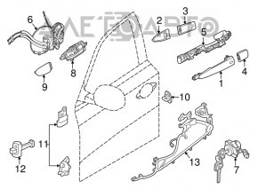 Замок двери передней правой Nissan Pathfinder 13-20 OEM