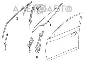 Geam electric cu motor, dreapta față, Nissan Altima 13-18