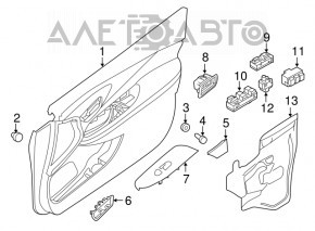 Capacul ușii, cartela din față dreapta Nissan Murano z52 15-17, negru, material textil