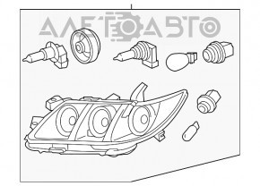 Фара передняя правая Toyota Camry v40 07-09 голая, hybrid Галоген