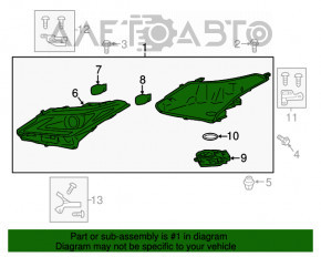 Far dreapta față goală Lexus RX350 RX450h 16-19 AFS LED 1 lentilă