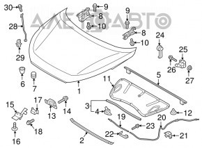 Manerul de deschidere a capotei subcapotă Hyundai Tucson 16-20 nou OEM original