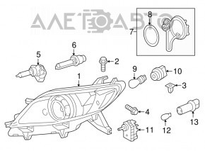 Far stânga față asamblată Toyota Sienna 11-14 cu xenon.