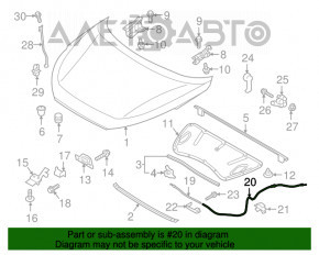 Cablu de deschidere a capotei de la mânerul Hyundai Tucson 16-20