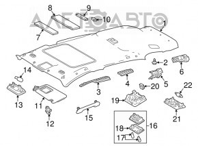 Plafonul de iluminare frontal sub capacul de la Toyota Rav4 13-18 negru