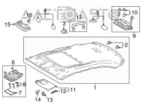 Plafonul de iluminare frontal pentru Lexus IS 14-20 negru.