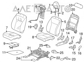 Водительское сидение Honda HR-V 16-22 без airbag, механическое, тряпка серое, топляк