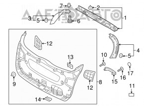 Capacul portbagajului superior al usii Kia Sorento 16-20 negru