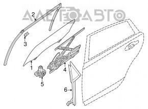 Geamul ușii din spate dreapta a Nissan Altima 13-18