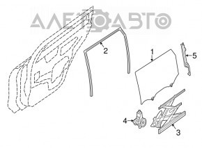 Уплотнитель стекла задний левый Nissan Rogue 14-20