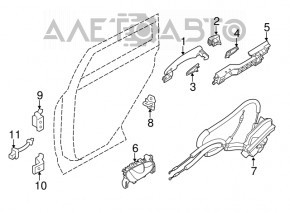 Ручка двери внешняя задняя левая Nissan Rogue 14-20 структура