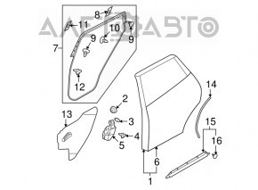 Уплотнитель двери задней левой Nissan Rogue 07-12