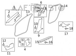 Capacul stâlpului frontal stânga jos Honda Civic X FC 16-21 4d negru