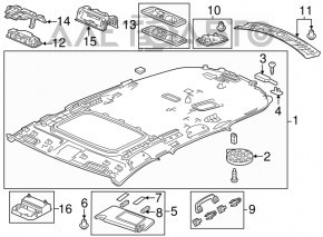 Накладка потолка задняя Acura MDX 14-20 серая